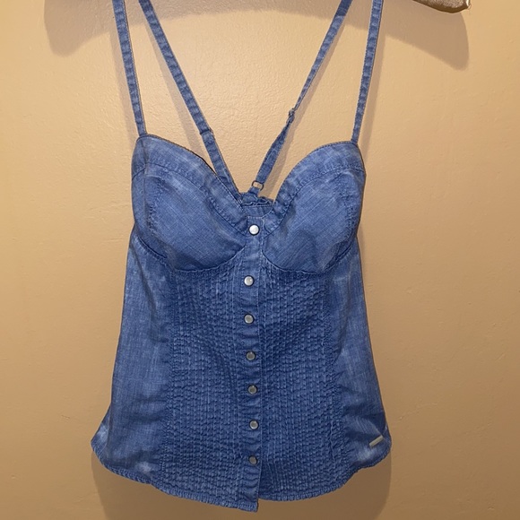 GUESS Denim Bustier Tank Top - Picture 3 of 5